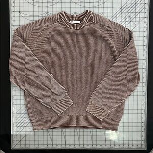 Brown Ribbed Crewneck Sweater